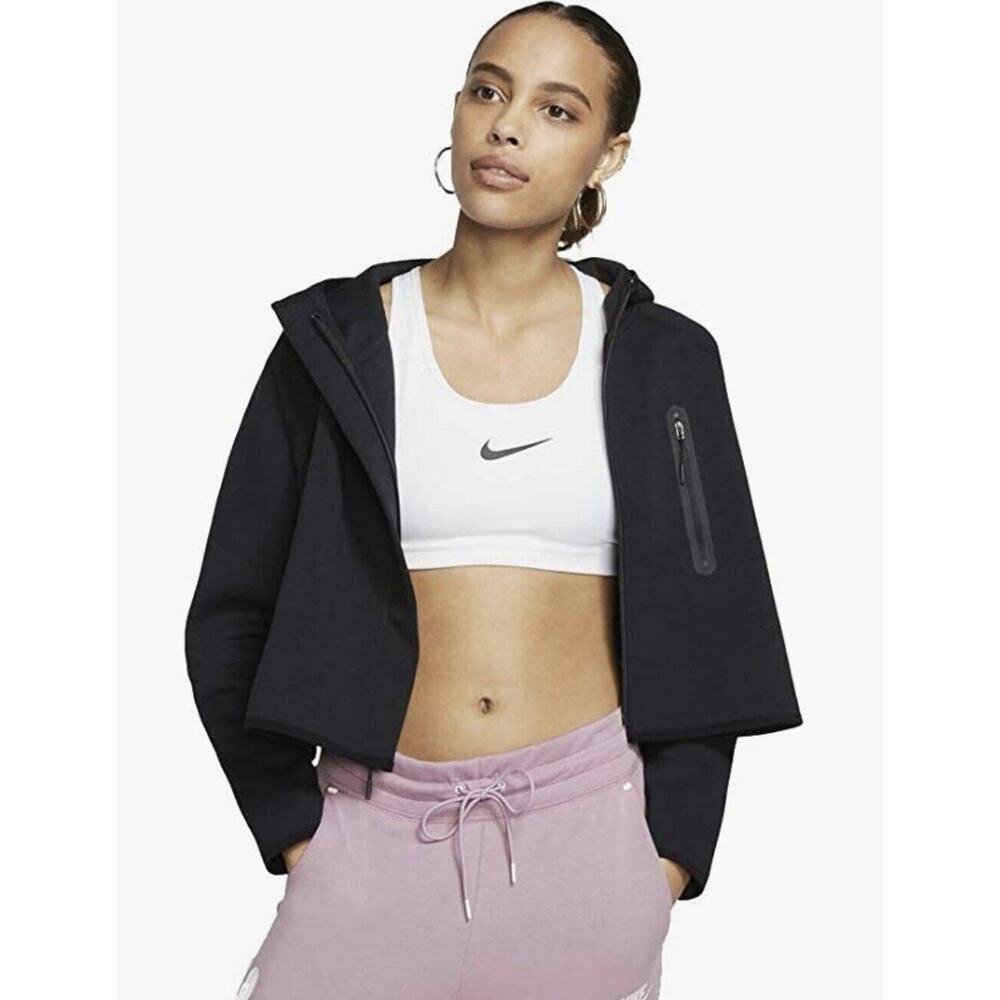 Nike Black Fleece Cape Hoodie Jacket Womens Size L Large BV3396-010 Black
